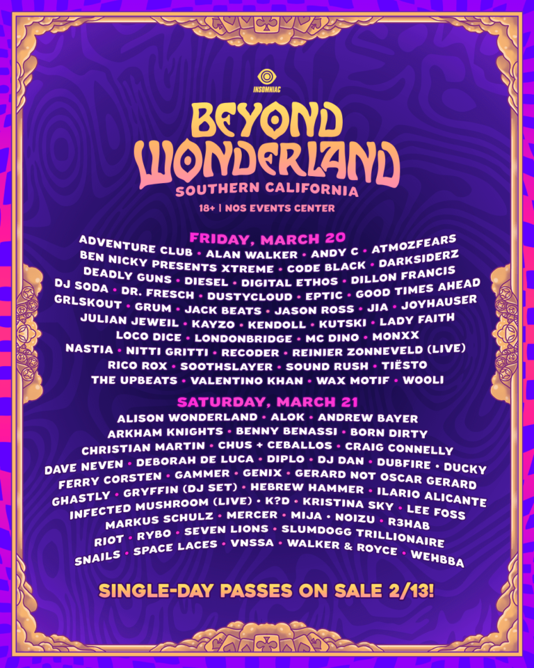 Beyond Wonderland Socal Rave 2020 Lineup Jones Around The World
